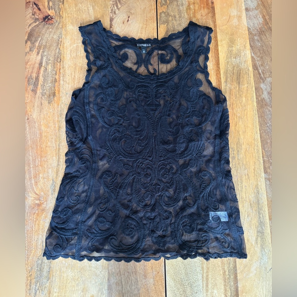 Express Black Sheer Lace Blouse